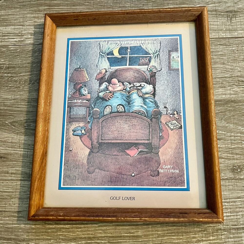 Vintage Gary Patterson Print “Golf Lover” Frame Picture 8x10 1980